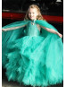 Lace Ruffled Tulle Cross Back Flower Girl Dress With Cape
